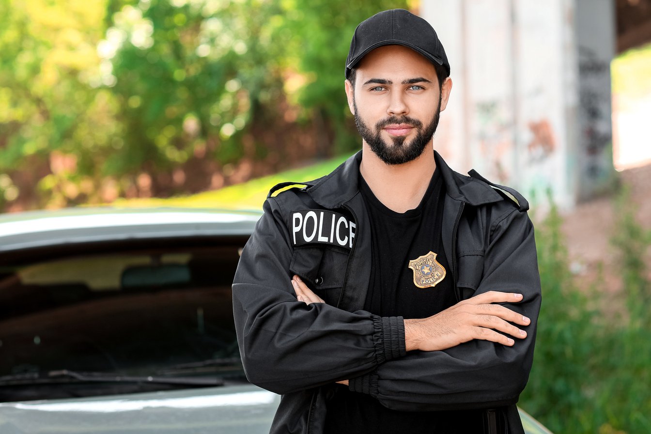 Male Police Officer Outdoors